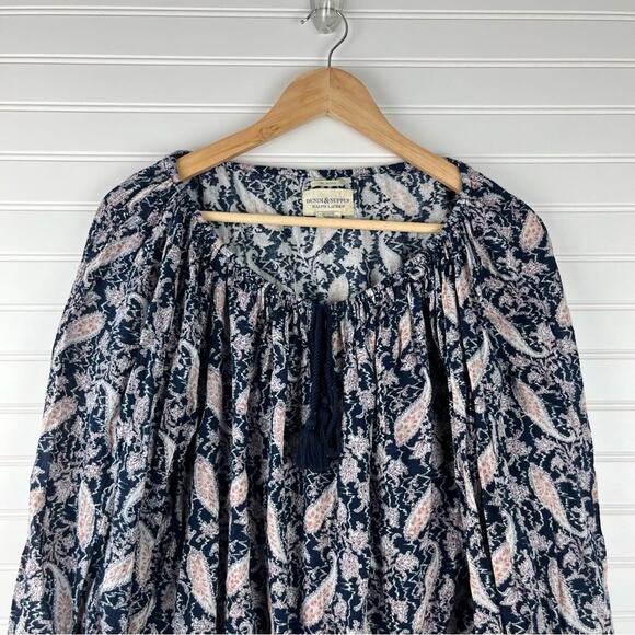 Denim & Supply Ralph Lauren Women's Blue Paisley Tassel-tie Boho Top Small - Picture 6 of 12